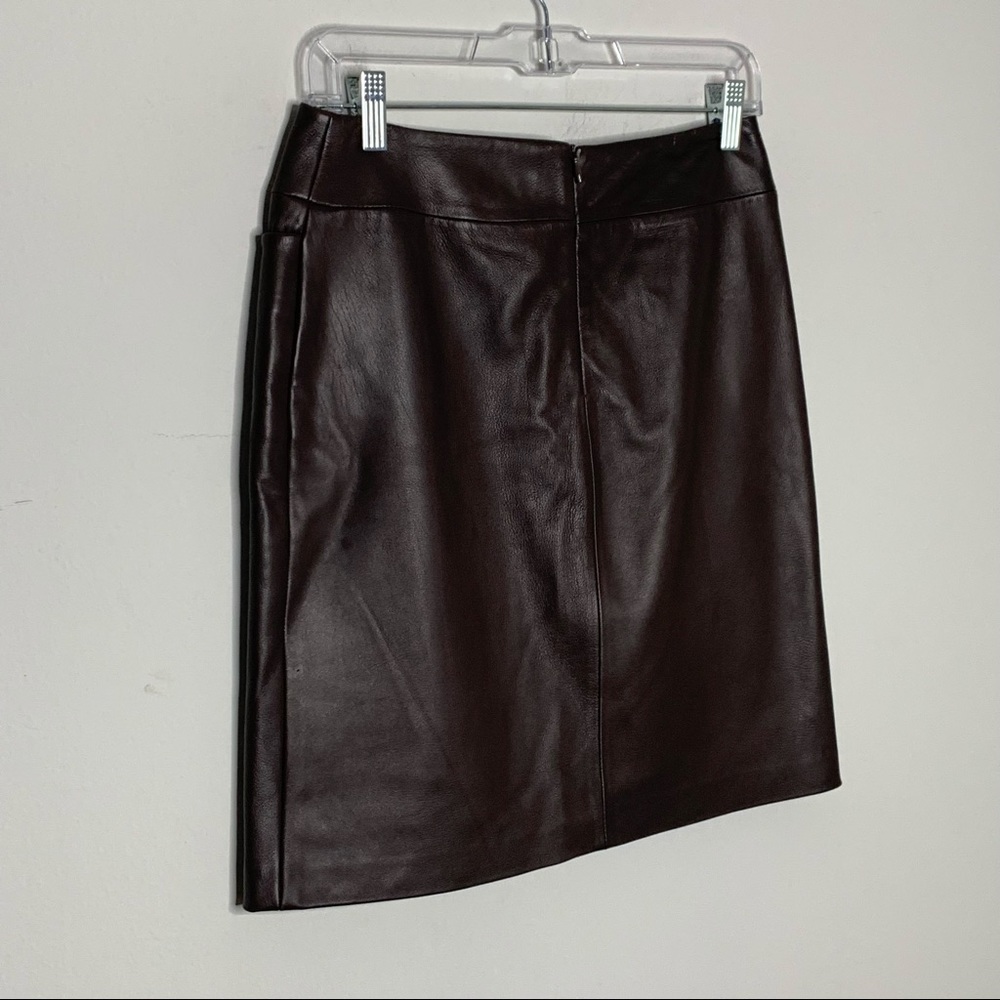 Shin Choi Italian Leather Skirt Brown Size 4. - Picture 5 of 9